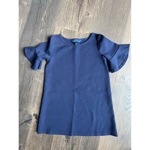 Polo Ralph Lauren Girls Navy Blue Flutter Sleeve‎ Dress Size 6